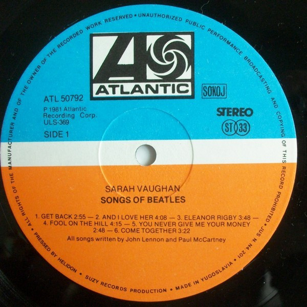 Sarah Vaughan - Songs Of The Beatles (LP, Album)