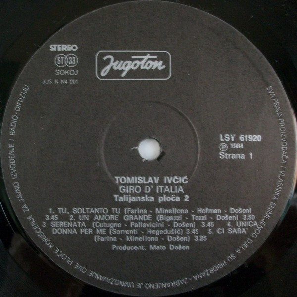 Tomislav IvÄiÄ‡ - Giro D'Italia (Talijanska PloÄa 2) (LP, Album)