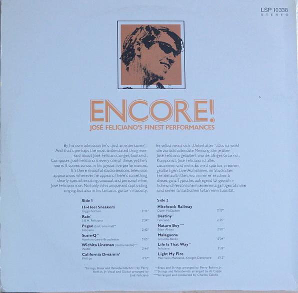José Feliciano - Encore! José Feliciano's Finest Performances (LP, Album)