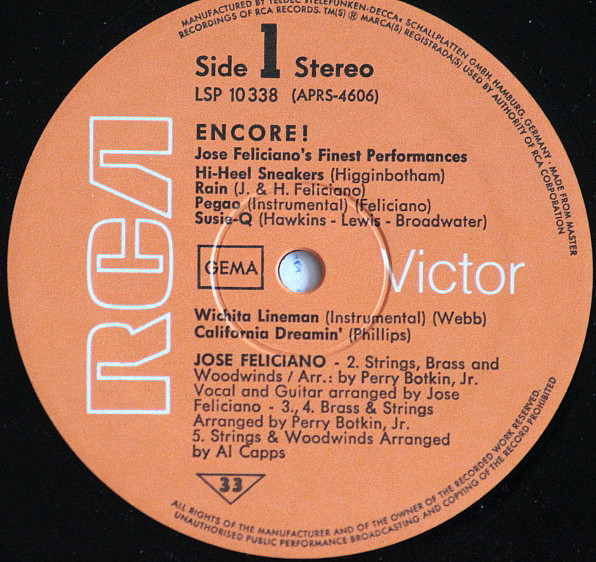 José Feliciano - Encore! José Feliciano's Finest Performances (LP, Album)