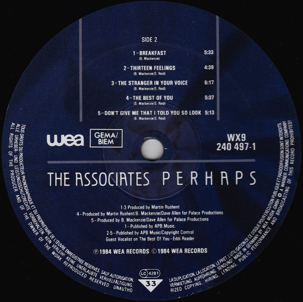 The Associates - Perhaps (LP, Album)