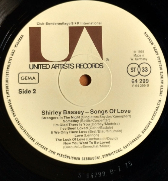 Shirley Bassey - Songs Of Love (LP, Comp, Club)