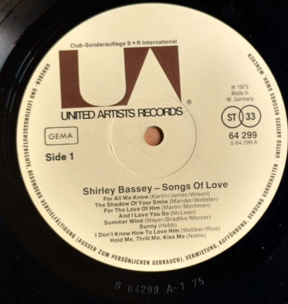 Shirley Bassey - Songs Of Love (LP, Comp, Club)