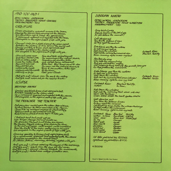 Yes - Close To The Edge (LP, Album, Gat)