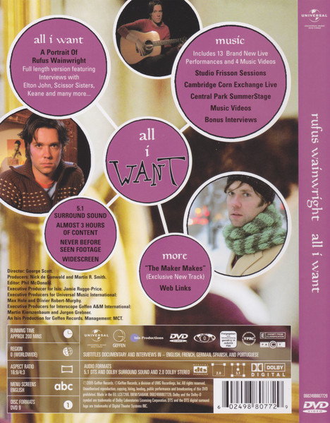 Rufus Wainwright - All I Want (DVD-V, Multichannel, NTSC)
