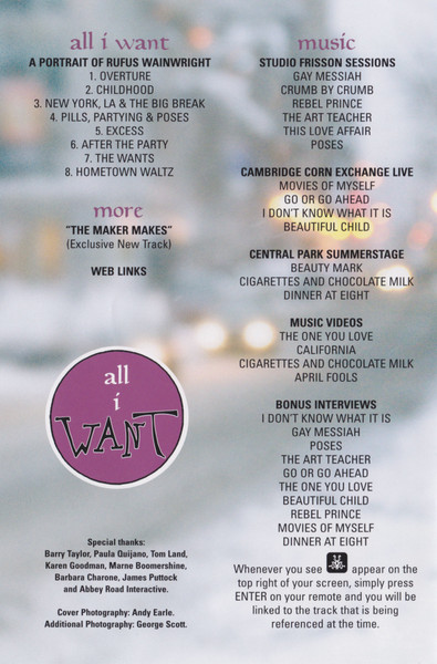 Rufus Wainwright - All I Want (DVD-V, Multichannel, NTSC)