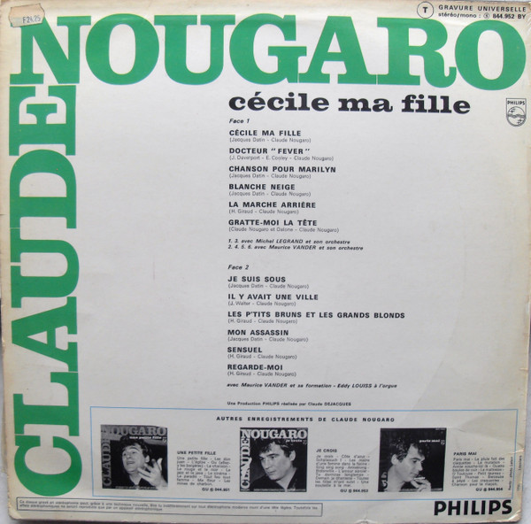 Claude Nougaro - Cécile Ma Fille (LP, Comp, RE)