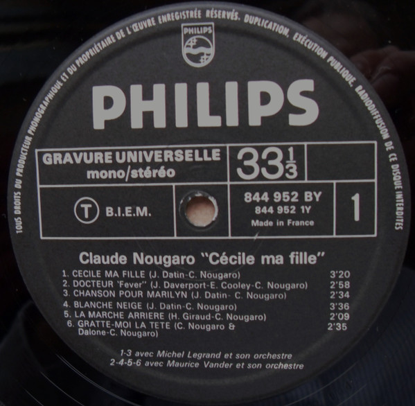 Claude Nougaro - Cécile Ma Fille (LP, Comp, RE)