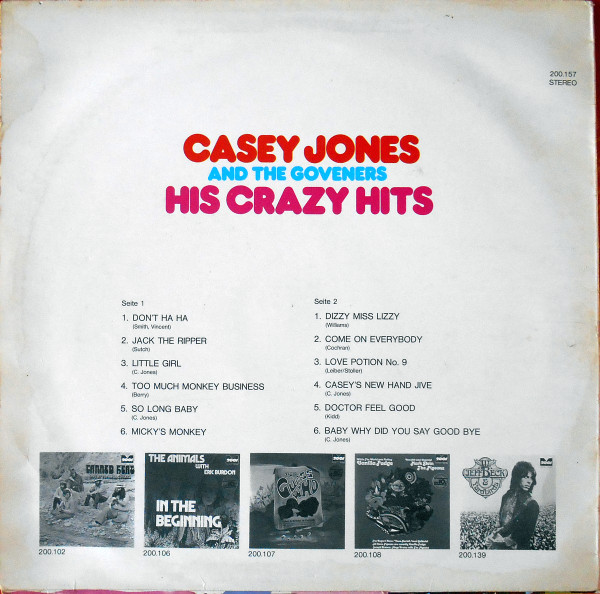 Casey Jones And The Governors* - His Crazy Hits (LP, Comp)