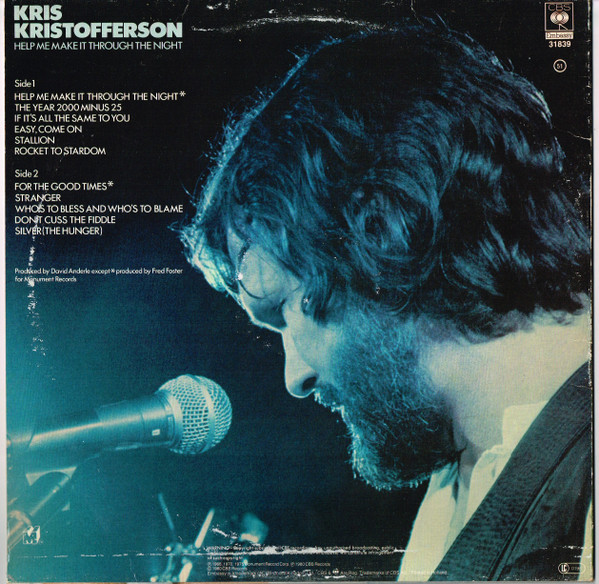 Kris Kristofferson - Help Me Make It Through The Night (LP, RE)