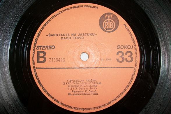 Dado Topić - Šaputanje Na Jastuku (LP, Album, RP)