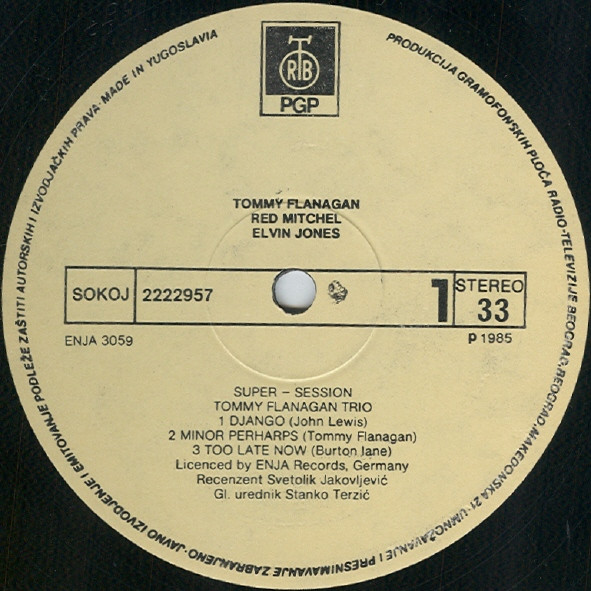 Tommy Flanagan, Red Mitchell, Elvin Jones - Super-Session (LP, Album, RE)