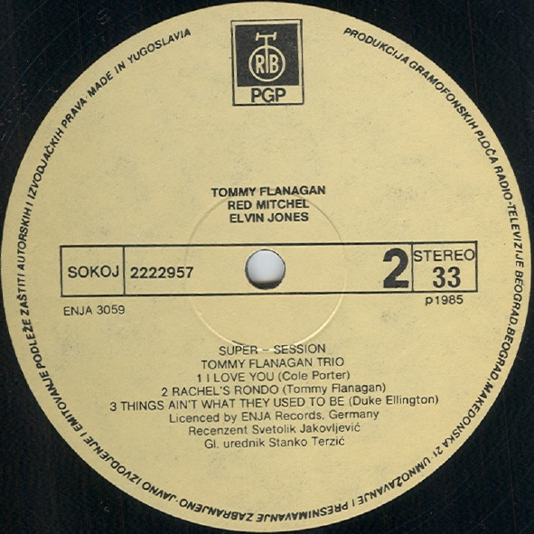 Tommy Flanagan, Red Mitchell, Elvin Jones - Super-Session (LP, Album, RE)