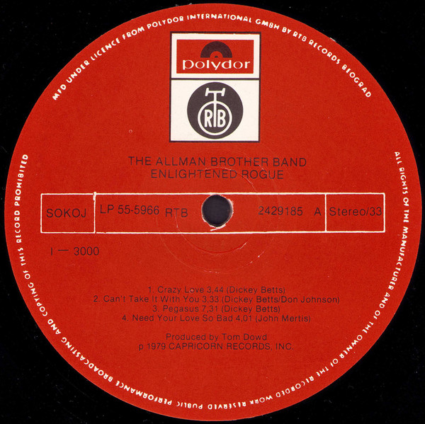 The Allman Brothers Band - Enlightened Rogues (LP, Album)
