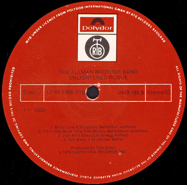 The Allman Brothers Band - Enlightened Rogues (LP, Album)