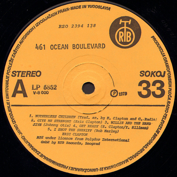 Eric Clapton - 461 Ocean Boulevard (LP, Album, RP)