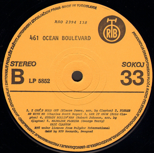 Eric Clapton - 461 Ocean Boulevard (LP, Album, RP)