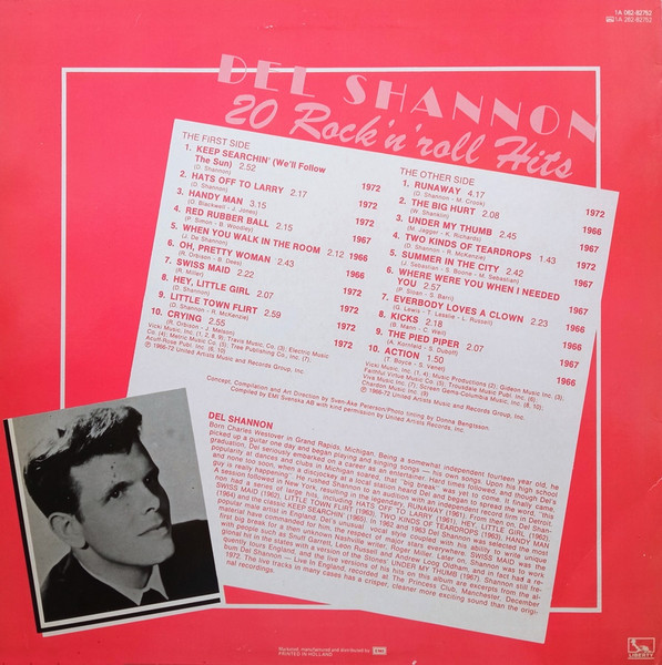 Del Shannon - 20 Rock 'N' Roll Hits (LP, Comp, RE)