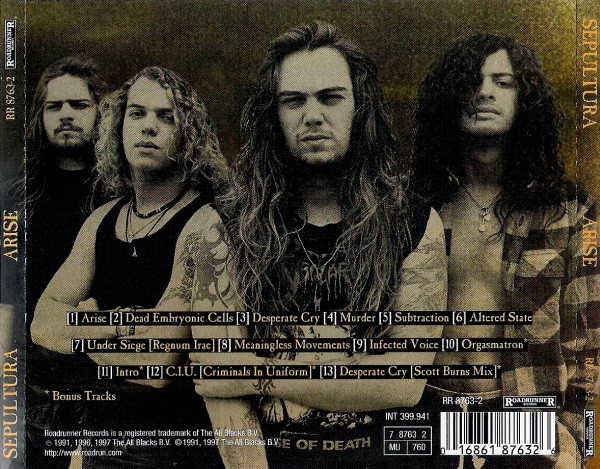 Sepultura - Arise (CD, Album, RE, RM, Gol)