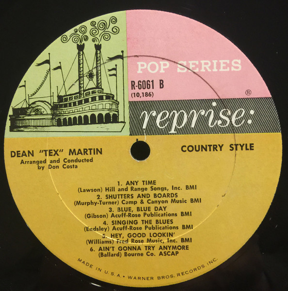 Dean (Tex) Martin* - Country Style (LP, Album, Mono)