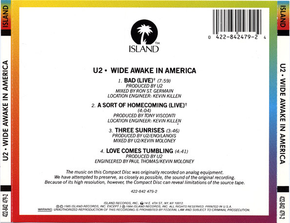U2 - Wide Awake In America (CD, EP, RE)