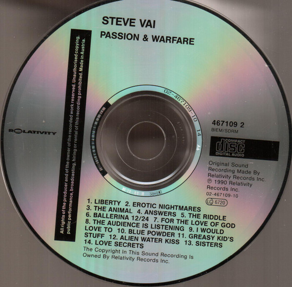 Steve Vai - Passion And Warfare (CD, Album, RE)