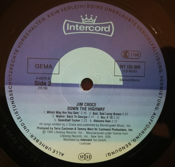 Jim Croce - Down The Highway (LP, Comp)