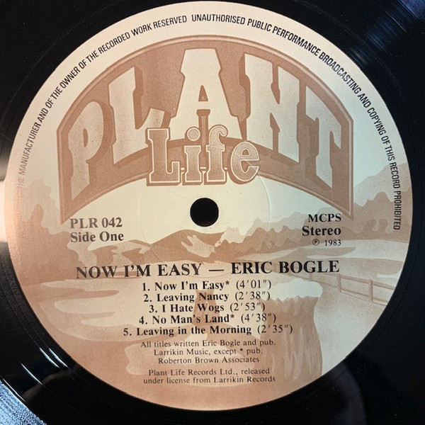 Eric Bogle - Now I'm Easy (LP, Album)