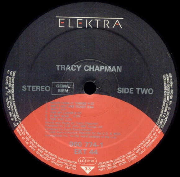 Tracy Chapman - Tracy Chapman (LP, Album, Mat)