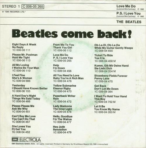 The Beatles - Love Me Do / P. S. I Love You (7