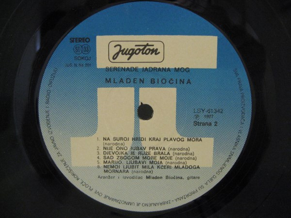 Mladen Biočina - Serenade Jadrana Mog (LP, Album, RE)