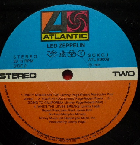 Led Zeppelin - Untitled (LP, Album, RE)