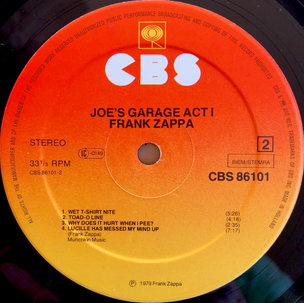 Zappa* - Joe's Garage Act I (LP, Album, Gat)