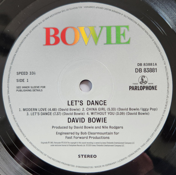 David Bowie - Let's Dance (LP, Album, RM, RP, 180)