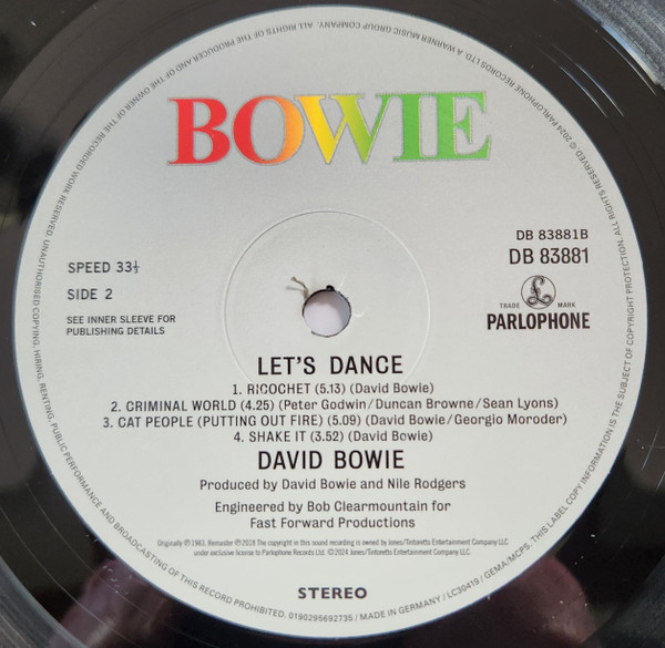 David Bowie - Let's Dance (LP, Album, RM, RP, 180)