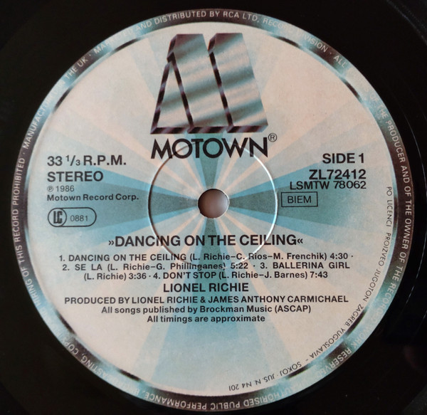 Lionel Richie - Dancing On The Ceiling (LP, Album, RE, Gat)