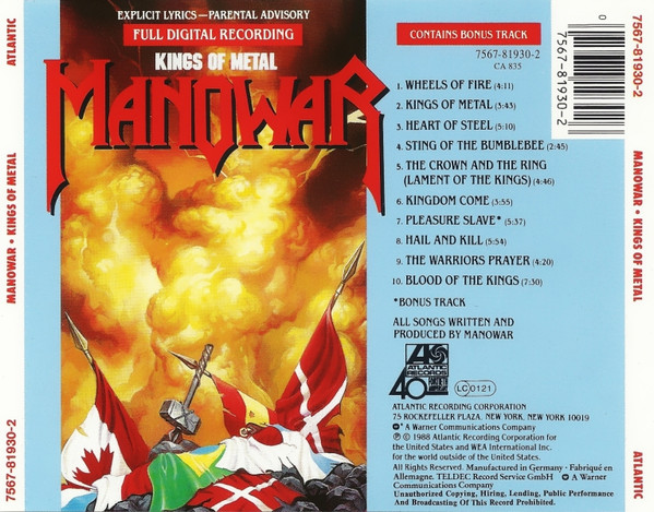 Manowar - Kings Of Metal (CD, Album, RE, RP)