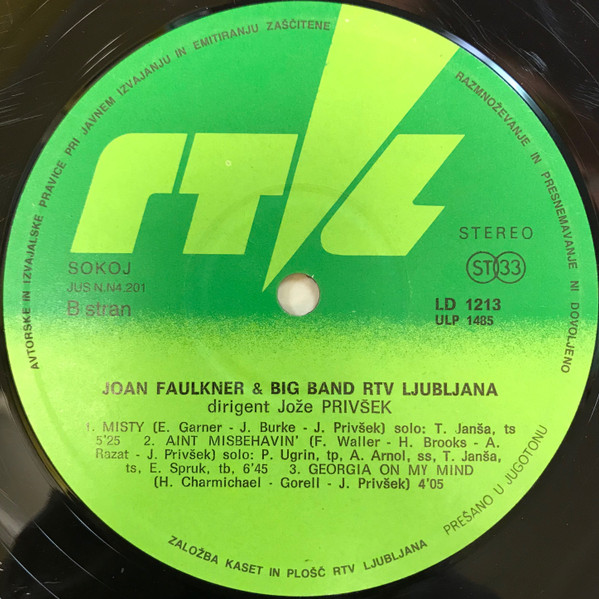 Joan Faulkner & Big Band RTV Ljubljana Dirigent Jože Privšek - Joan Faulkner (LP, Album)