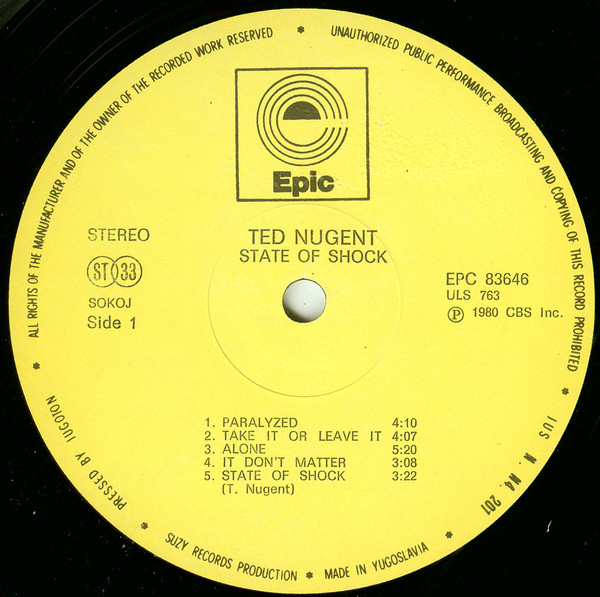 Ted Nugent - State Of Shock (LP, Album)