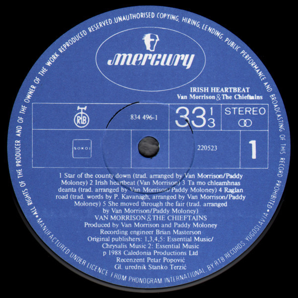 Van Morrison & The Chieftains - Irish Heartbeat (LP, Album)