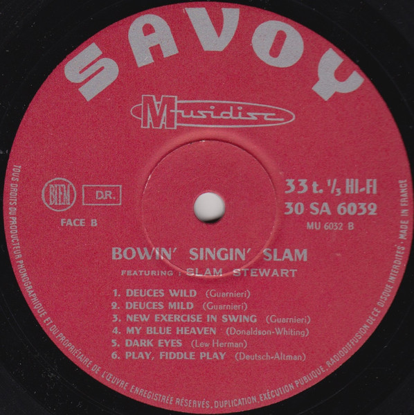 Slam Stewart - Bowin' Singin' Slam (LP, Album, RE)