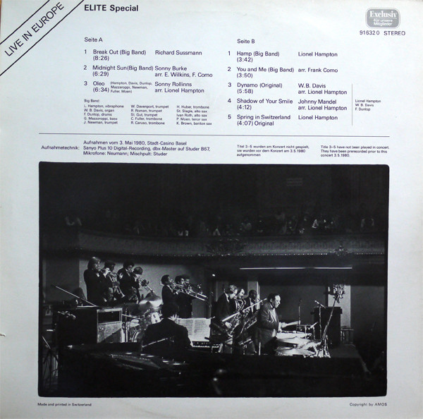 Lionel Hampton - Live In Europe (LP, Album, Club)