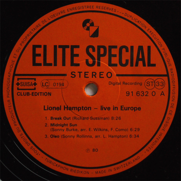 Lionel Hampton - Live In Europe (LP, Album, Club)
