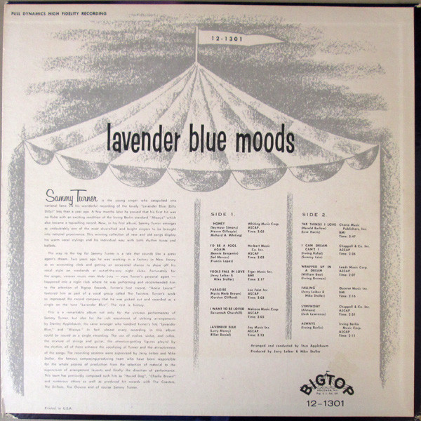 Sammy Turner - Lavender Blue Moods (LP, Mono)