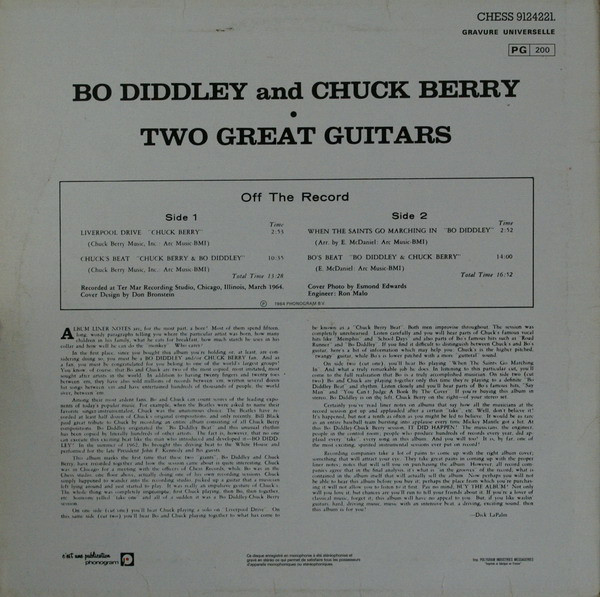 Bo Diddley / Chuck Berry - Two Great Guitars (LP, Album, RE)