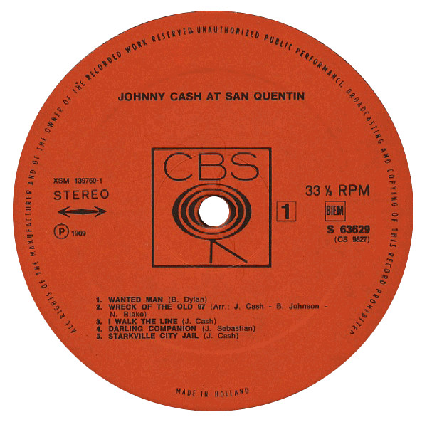 Johnny Cash - Johnny Cash At San Quentin (LP, Album)