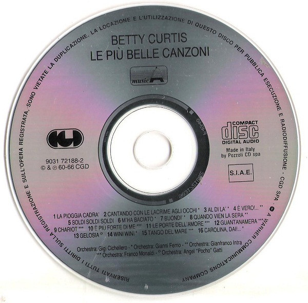 Betty Curtis - Le PiÃ¹ Belle Canzoni (CD, Comp)