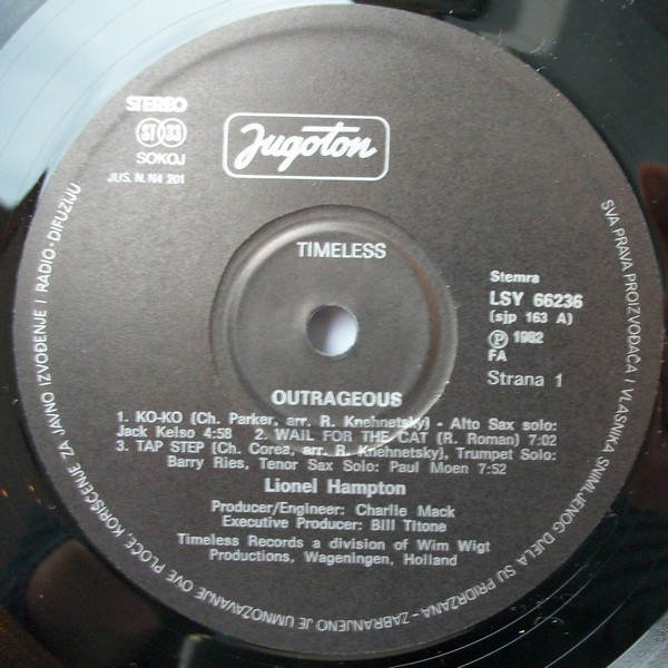 Lionel Hampton And His Big Band* - Outrageous (LP, Album, RE)