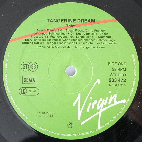 Tangerine Dream - Thief (LP, Album, M/Print)