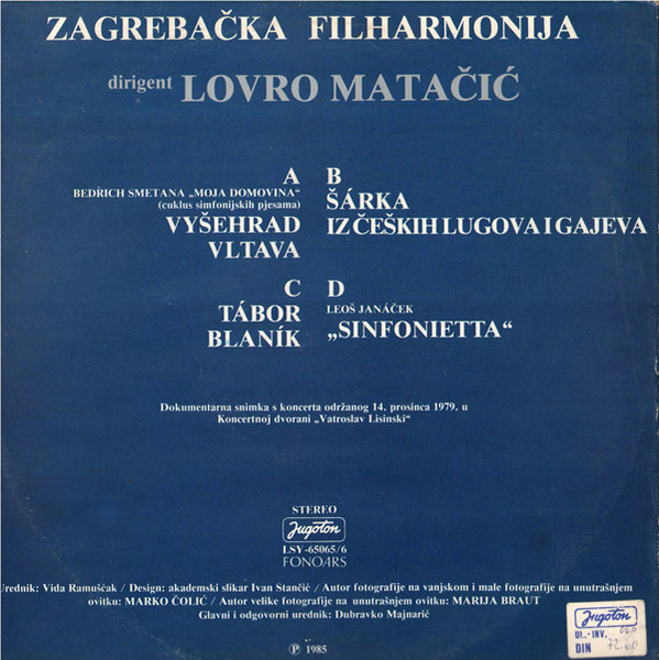 Zagrebačka Filharmonija, Lovro Matačić* - Moja Domovina / Sinfonietta (2xLP, Album, Gat)